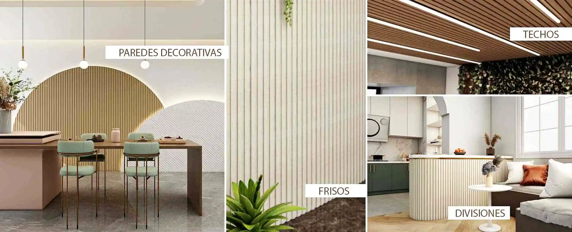 4 ejemplos de revestimientos acústicos decorativos 3d LISTONEX