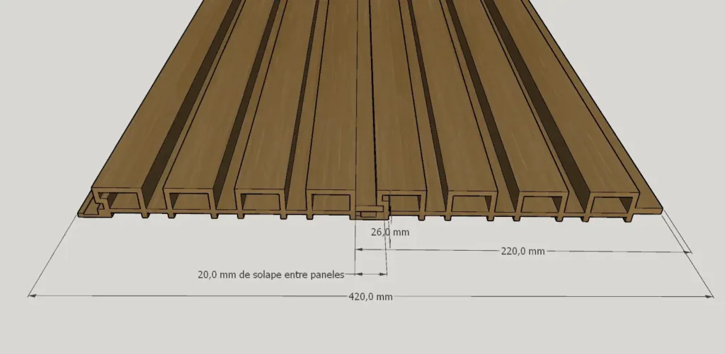 Panel 3d exterior con listón ancho unión sin grapa por encaje