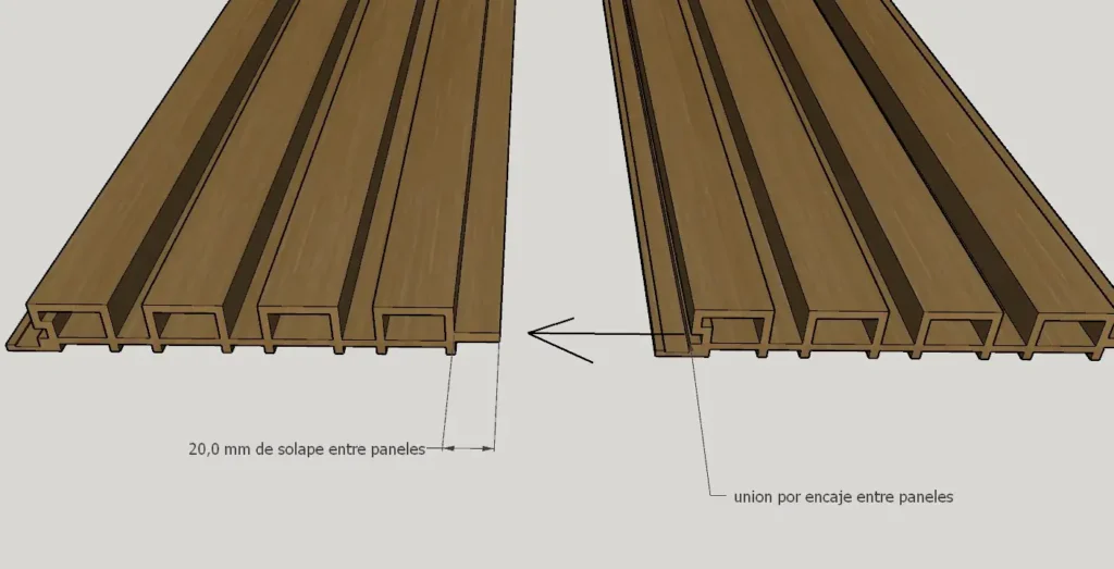 Union de paneles Teka 219 mm de ancho por encaje