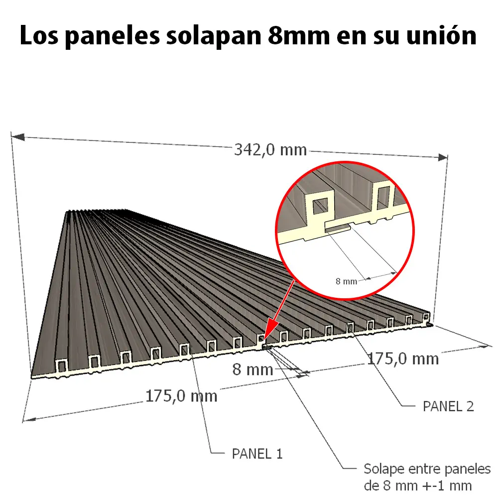 Panel decorativo WPC roble